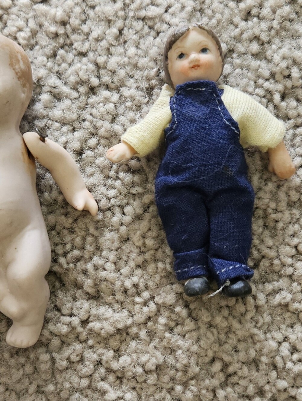 4 Vintage or Antique (1890-1920) Dollhouse Minuature 3" Dolls from Germany.